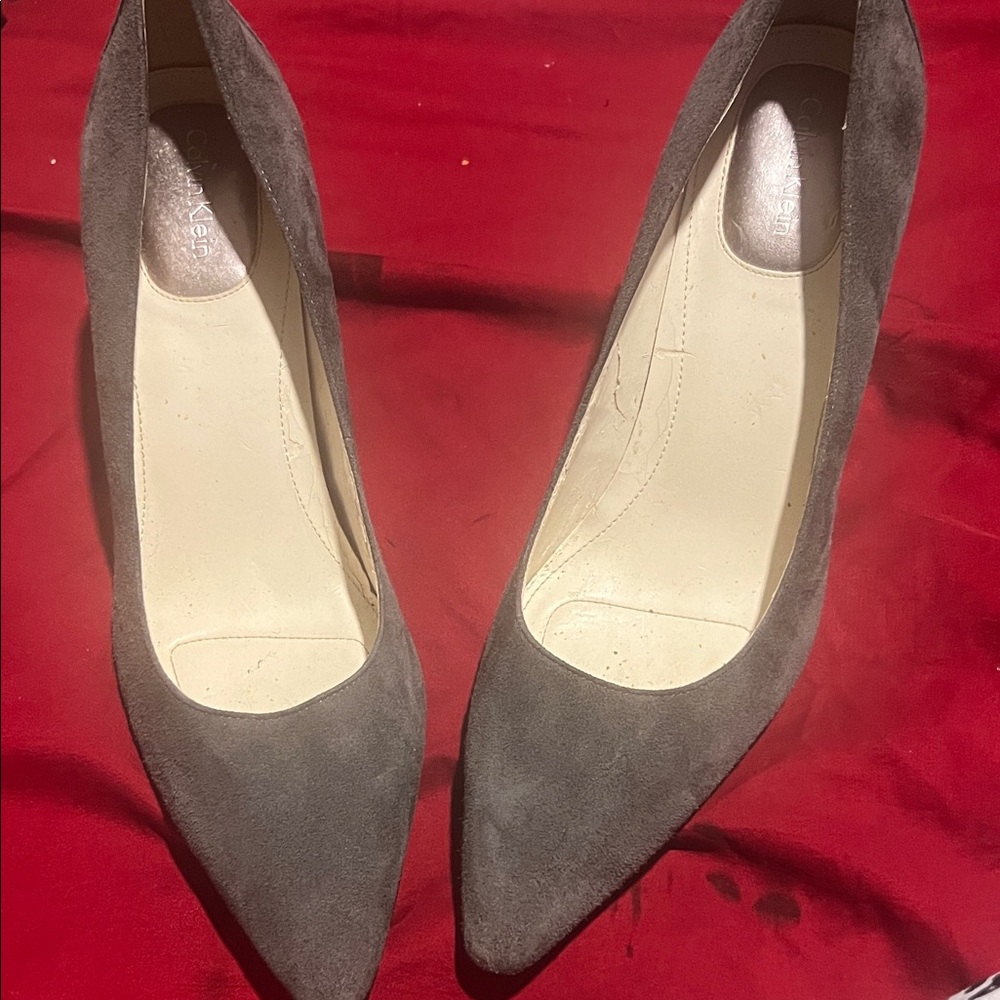 Calvin Klein Charcoal Suede Heels
